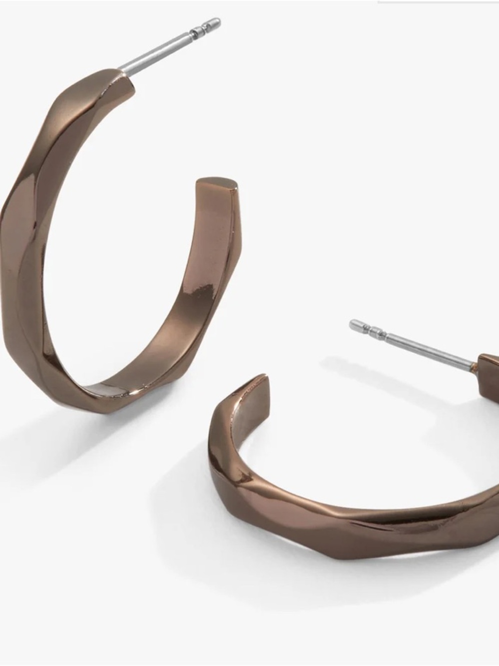 Alex and Ani shiny chocolate Faceted Hoop Earrings
